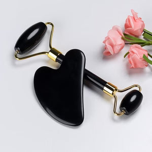 Scraper Jade Roller Guasha Set Black